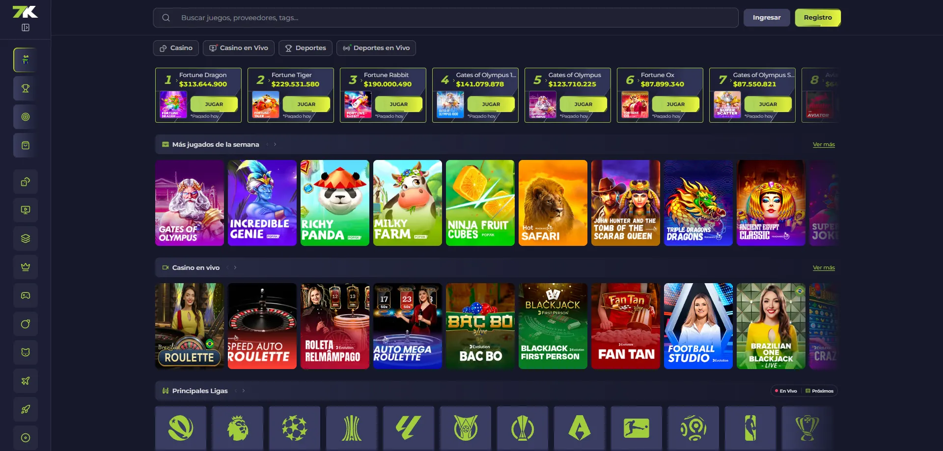Juegos más populares de Bet7k Casino — slots y mesas con alto RTP