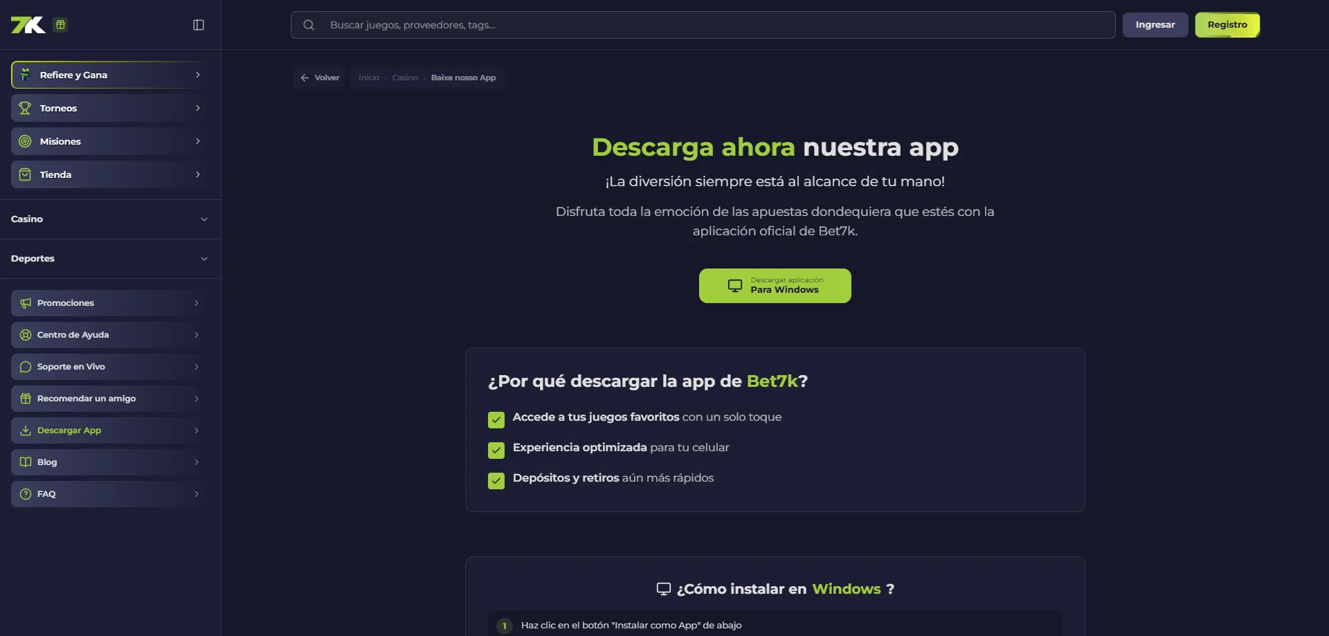 Aplicación móvil de Bet7k Casino para Android e iOS — casino en el bolsillo